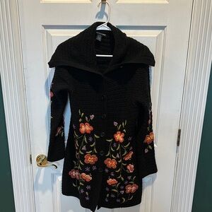 Saint Tropez West Black Floral Cardigan